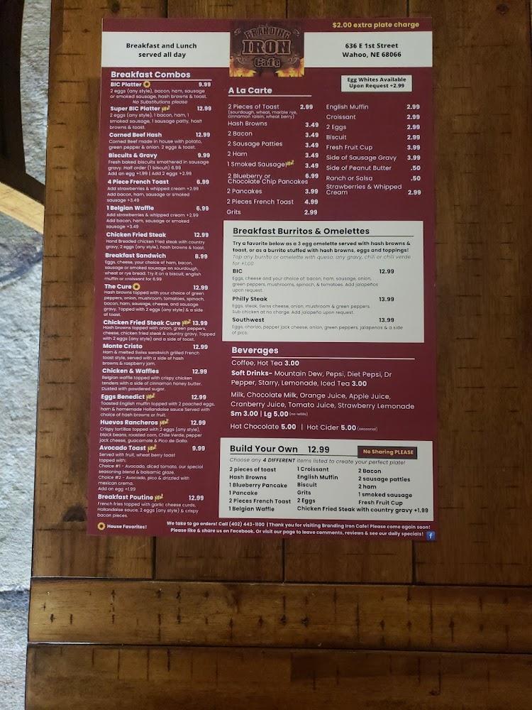 Branding Iron Cafe Menu image 1